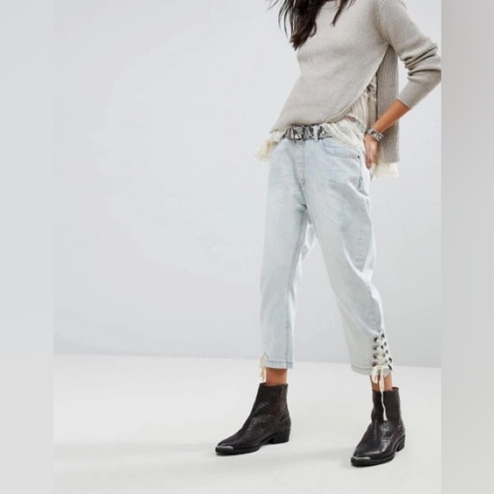 NWT One X oneteaspoon slouchy low waist drop crotch jeans with lace details